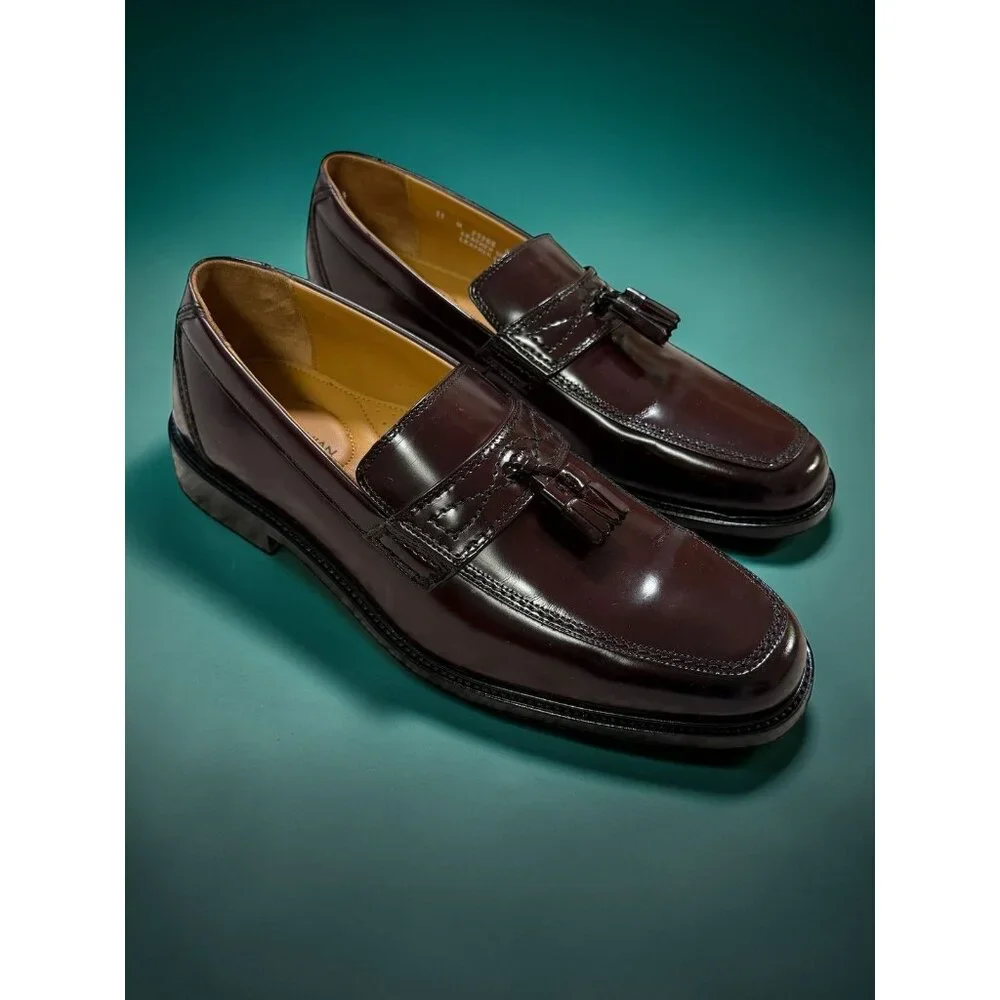 Bostonian Longford Tassel Loafers Burgundy Leather 11M New - Picture 3 of 12